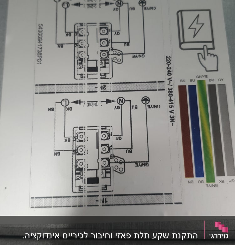 תרשים חיווט חשמלי עם קוד צבעים